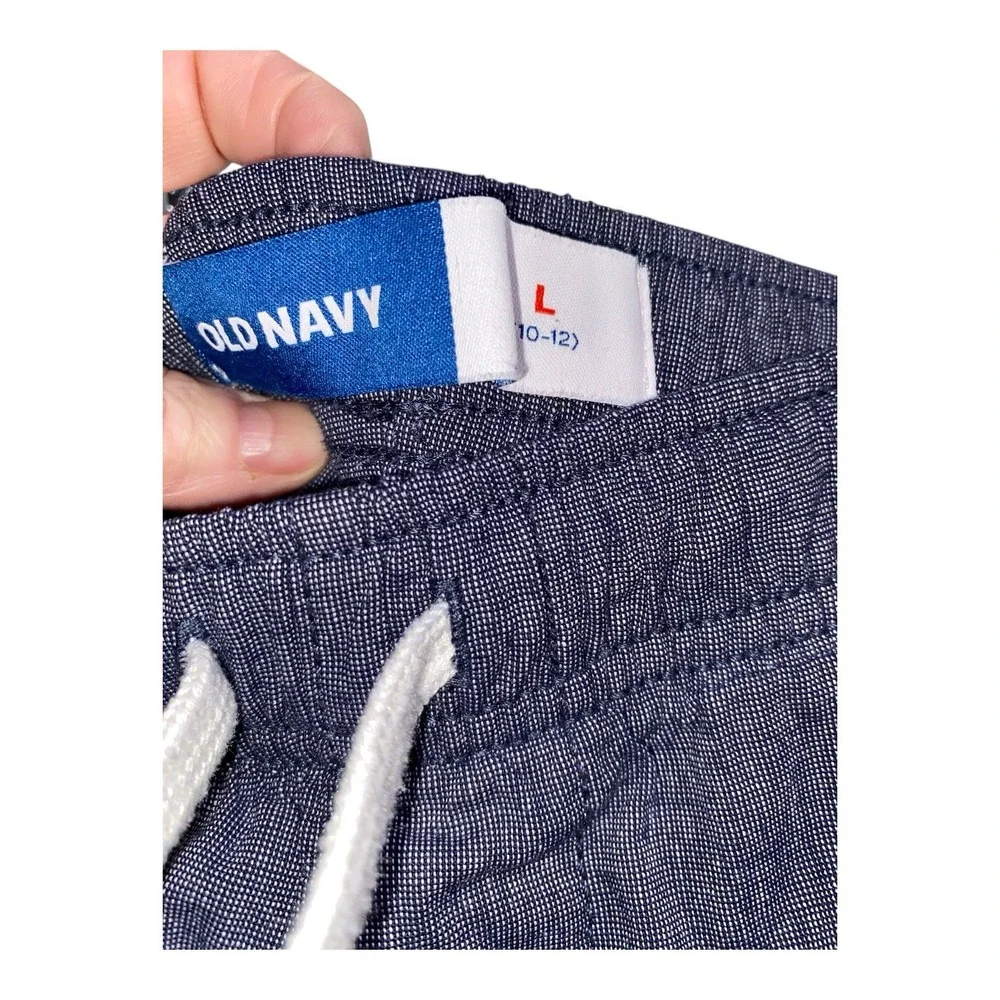 Old Navy Girls Large 10-12 Blue Chambray Pull On Shorts Drawstring